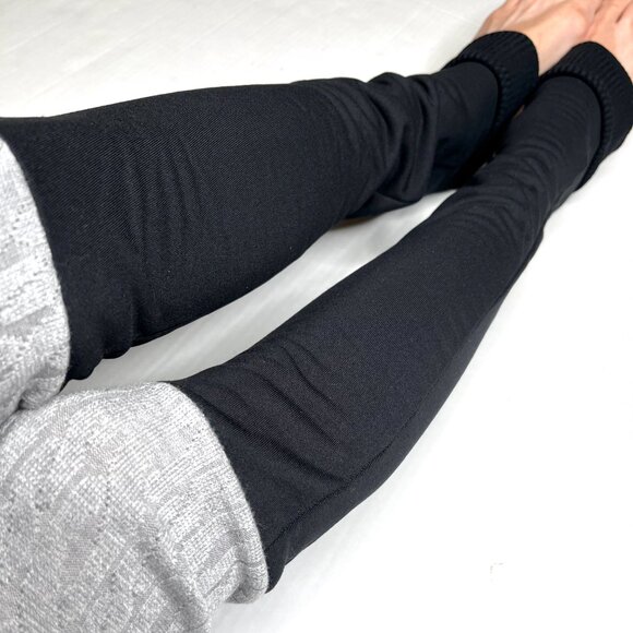 Patchwork Leg Warmers Gray Black Warm Thigh Highs Slouch Socks Fleece Knee Socks - Picture 7 of 11